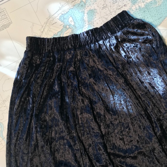 Black Crushed Velvet Maxi Skirt